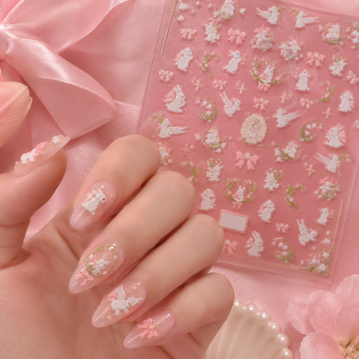 Bunny Blossom Nail Stickers